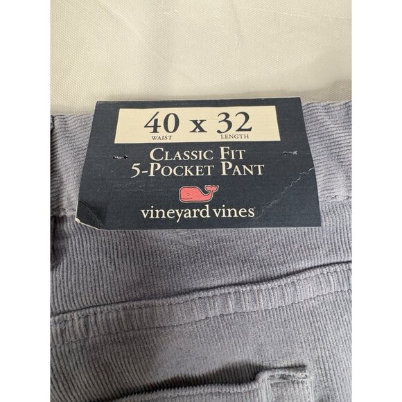 NWT Vineyard Vines Classic Fit 5 Pocket Corduroy Pants Men’s 40x32 Blue Stretch - Picture 6 of 13